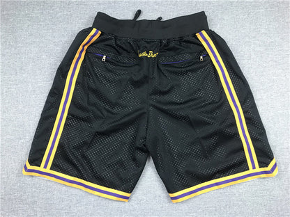 Men's Los Angeles Lakers Black Pro Shorts1 Stitched Size S-XXL
