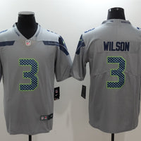 Men's Seattle Seahawks Russell Wilson #3 Gray Game Jersey