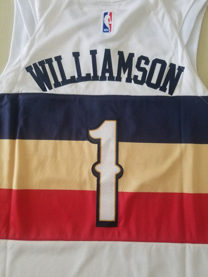 Men's New Orleans Pelicans Zion Williamson #1 NBA White Swingman Jersey1