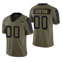 Custom1 New England Patriots Olive 2022 Salute To Service Limited Football Jersey1s