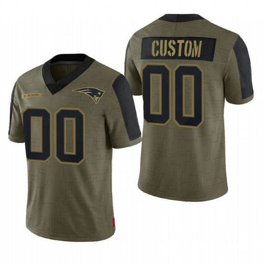Custom1 New England Patriots Olive 2022 Salute To Service Limited Football Jersey1s