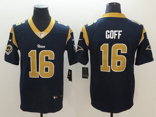 Men's Los Angeles Rams Jared Goff #16 Navy Game Jersey1