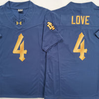 Men's Norte Dame Fighting Irish Jeremiyah Love #4 Navy Player Game Jersey