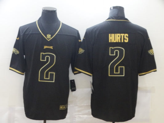 Men's Philadelphia Eagles Jalen Hurts #2 Black Game Player Jersey1