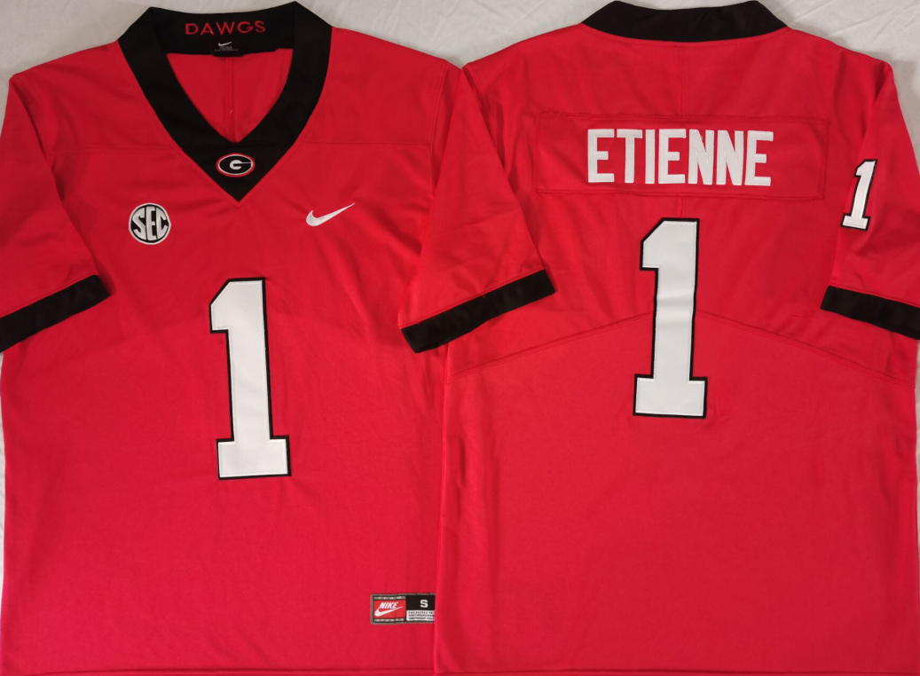 Men's Georgia Bulldogs Trevor Etienne #1 Red Game Jersey