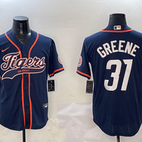 Men's Detroit Tigers Riley Greene #31 Navy Player Jersey1
