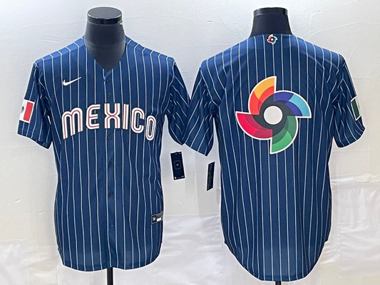 Men's 2023 World Baseball Classic Mexico Navy Alternate Game Jersey1