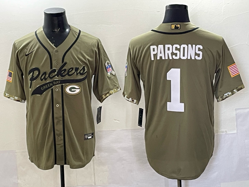 Men's Green Bay Packers Micah Parsons #1 Olive 2022 Salute To Service Limited Jersey