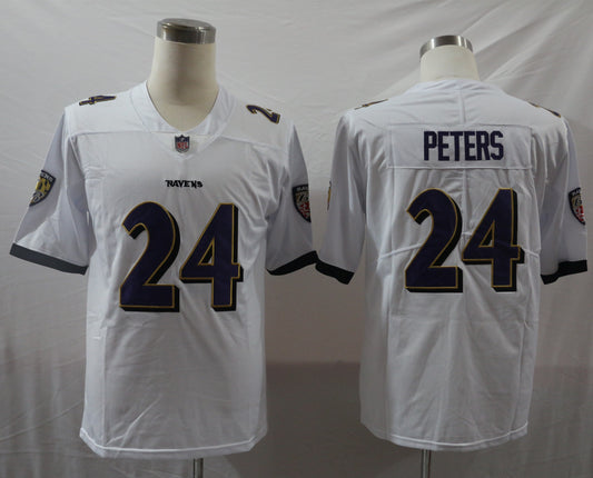 Men's Baltimore Ravens Marcus Peters #24 White Game Jersey1