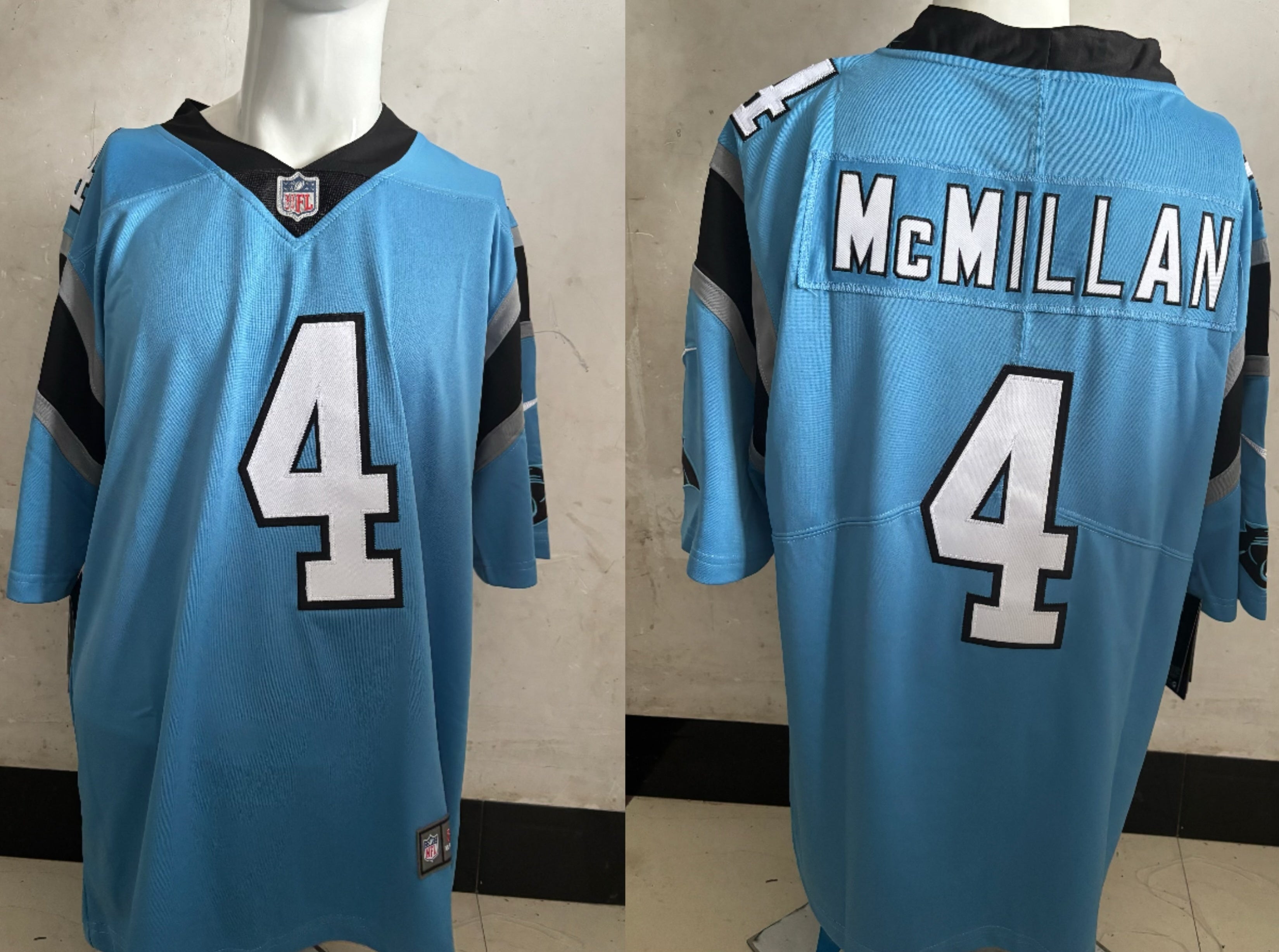 Men's Carolina Panthers Tetairoa McMillan #4 Blue Alternate Game Jersey