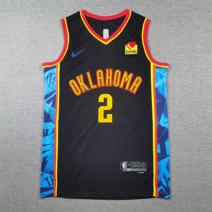 Men's Oklahoma City Thunder Shai Gilgeous-Alexander #2 Black 2024/25 Swingman Player Jersey1 - City Edition