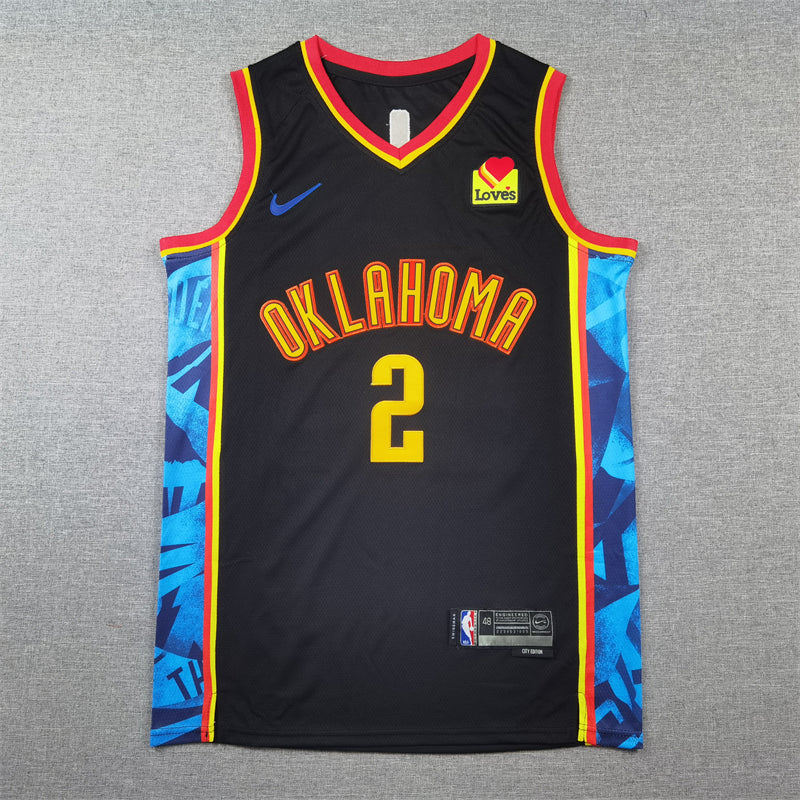 Men's Oklahoma City Thunder Shai Gilgeous-Alexander #2 Black 2024/25 Swingman Player Jersey1 - City Edition