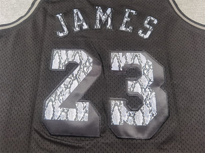 Men's Los Angeles Lakers LeBron James #23 Black 2018/19 Hardwood Classics Swingman Jersey1