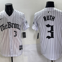 Men's New York Yankees Babe Ruth #3 White Alternate Game Jersey