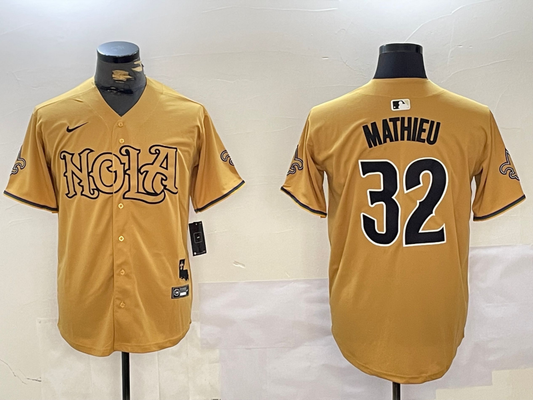 Men's New Orleans Saints Tyrann Mathieu #32 Yellow Player Jersey1
