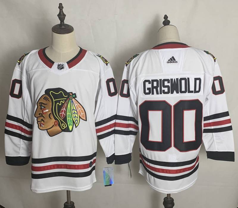 Men's Chicago Blackhawks Clark Griswold #00 Christmas Vacation White Breakaway Player Jersey1