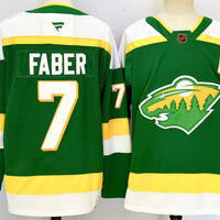 Men's Minnesota Wild Brock Faber #7 Bright Green Retro Version Jersey