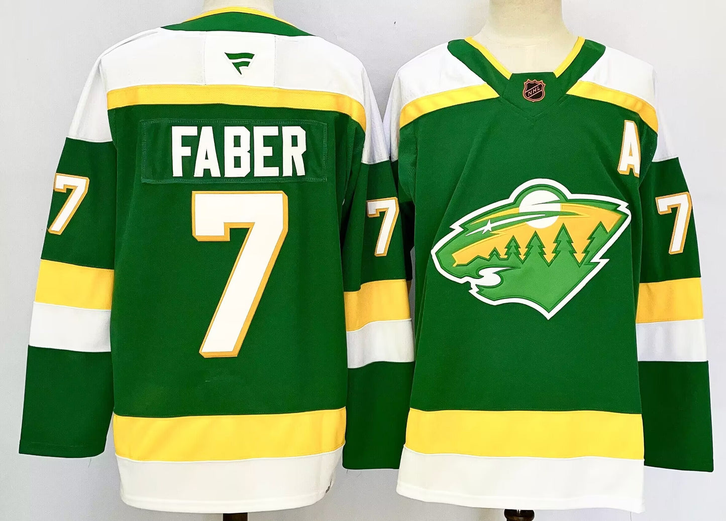 Men's Minnesota Wild Brock Faber #7 Bright Green Retro Version Jersey