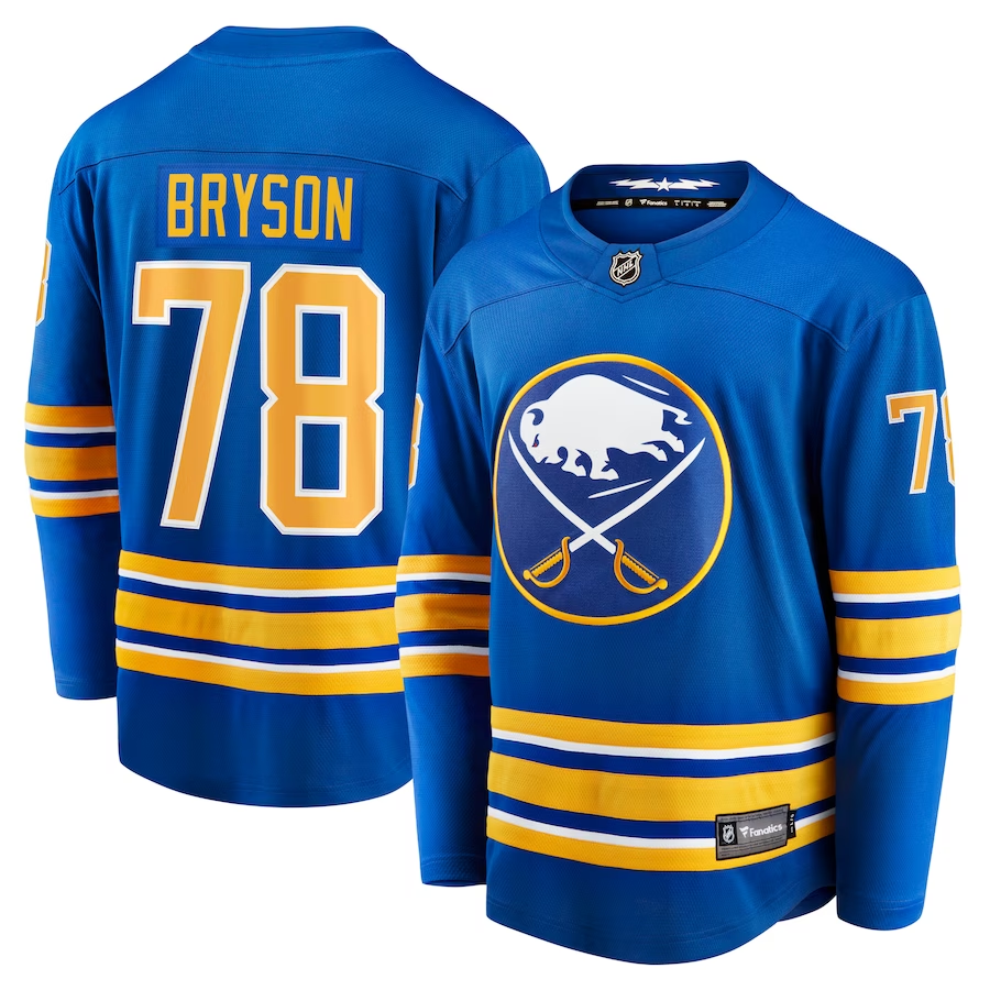 Jacob Bryson #78 Buffalo Sabres Royal Replica Jersey - JerseysFreak