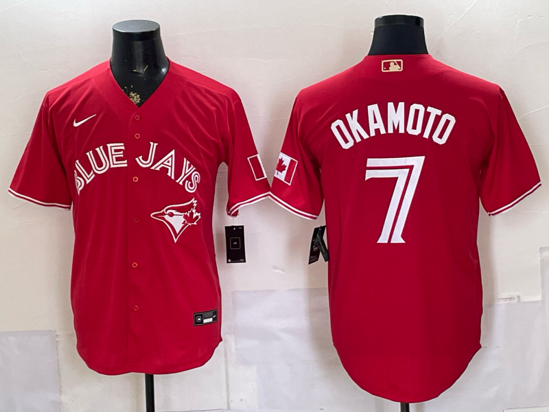 Men's Toronto Blue Jays Yutaro Okamoto #7 Red Canada Day Replica Jersey