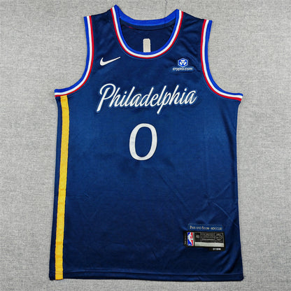 Men's Philadelphia 76ers Tyrese Maxey #0 Navy 2025/26 Swingman Jersey - City Edition