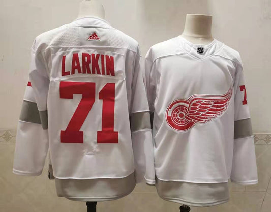 Men's Detroit Red Wings Dylan Larkin #71 White Breakaway Player Jersey1