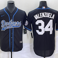 Men's Los Angeles Dodgers Fernando Valenzuela #34 Black Player Jersey1 Joint Edition