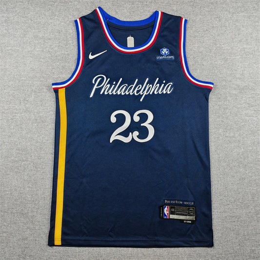 Men's Philadelphia 76ers LeBron James #23 Navy 2025/26 Swingman Jersey - City Edition