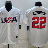 Men's 2023 World Baseball Classic #22 Clayton Kershaw USA White Jersey1