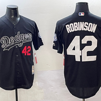 Jackie Robinson #42 Los Angeles Dodgers Black Throwback Cooperstown Jersey - JerseysFreak