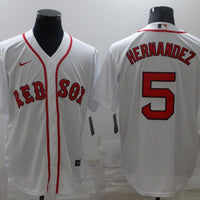 Men's Boston Red Sox Enrique Hernandez #5 White Replica Baseball Jersey1