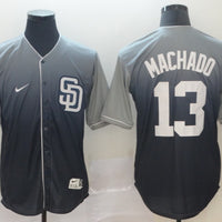 Men's San Diego Padres Manny Machado #13 Grey White Gradient Stitched Jersey1