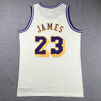 Men's Los Angeles Lakers LeBron James #23 Cream Hardwood Classics Swingman Jersey1