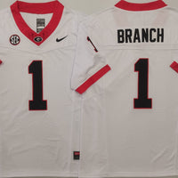 Men's Georgia Bulldogs Zachariah Branch #1 White Player Game Jersey