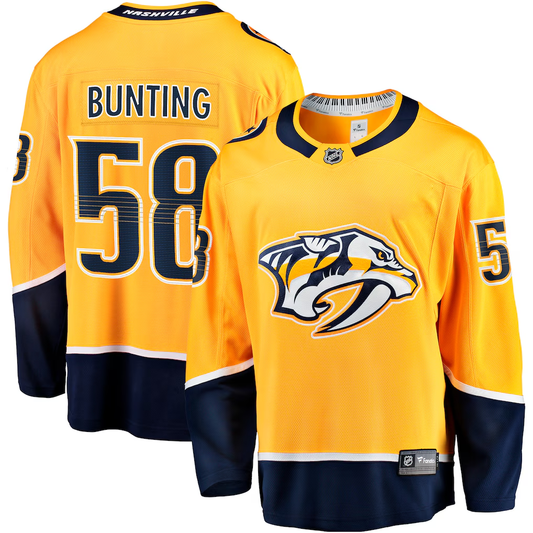 Men's Nashville Predators Michael Bunting #58 Fanatics Gold Home Breakaway Jersey