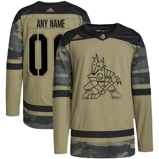 Men's Arizona Coyotes Camo Military Appreciation Team Authentic Custom Practice Jersey1