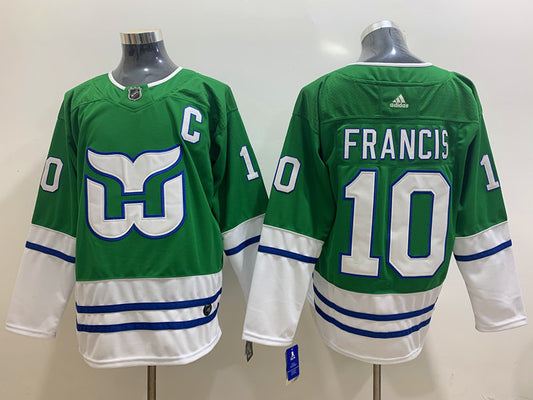 Men's Carolina Hurricanes Ron Francis #10 Green Home Breakaway Player Jersey1