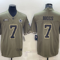 Men's Dallas Cowboys Trevon Diggs #7 Olive 2022 Salute To Service Limited Jersey1