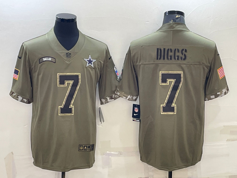 Men's Dallas Cowboys Trevon Diggs #7 Olive 2022 Salute To Service Limited Jersey1
