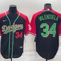 Men's Los Angeles Dodgers Fernando Valenzuela #34 Black Game Player Jersey1