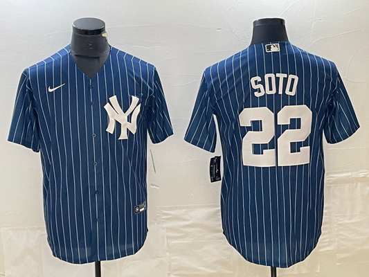 Men's New York Yankees Juan Soto #22 Blue Replica Player Jersey1