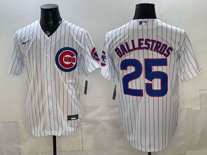 Men's Chicago Cubs Moises Ballesteros #25 White Home Replica Jersey