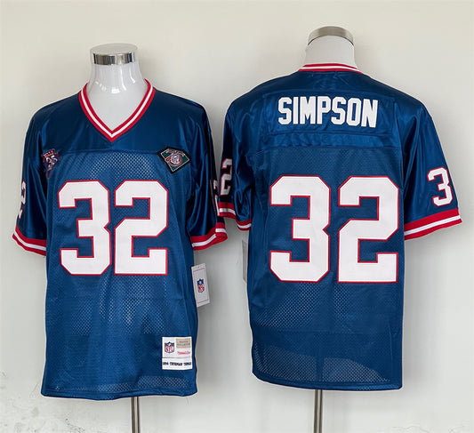 Men's Buffalo Bills OJ Simpson Mitchell & Ness Blue Legacy Replica Player Jersey1