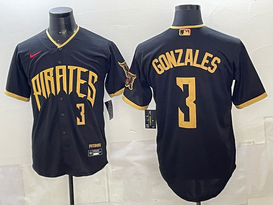 Men's Pittsburgh Pirates Nick Gonzales #3 Black 2026 City Connect Stadium Jersey