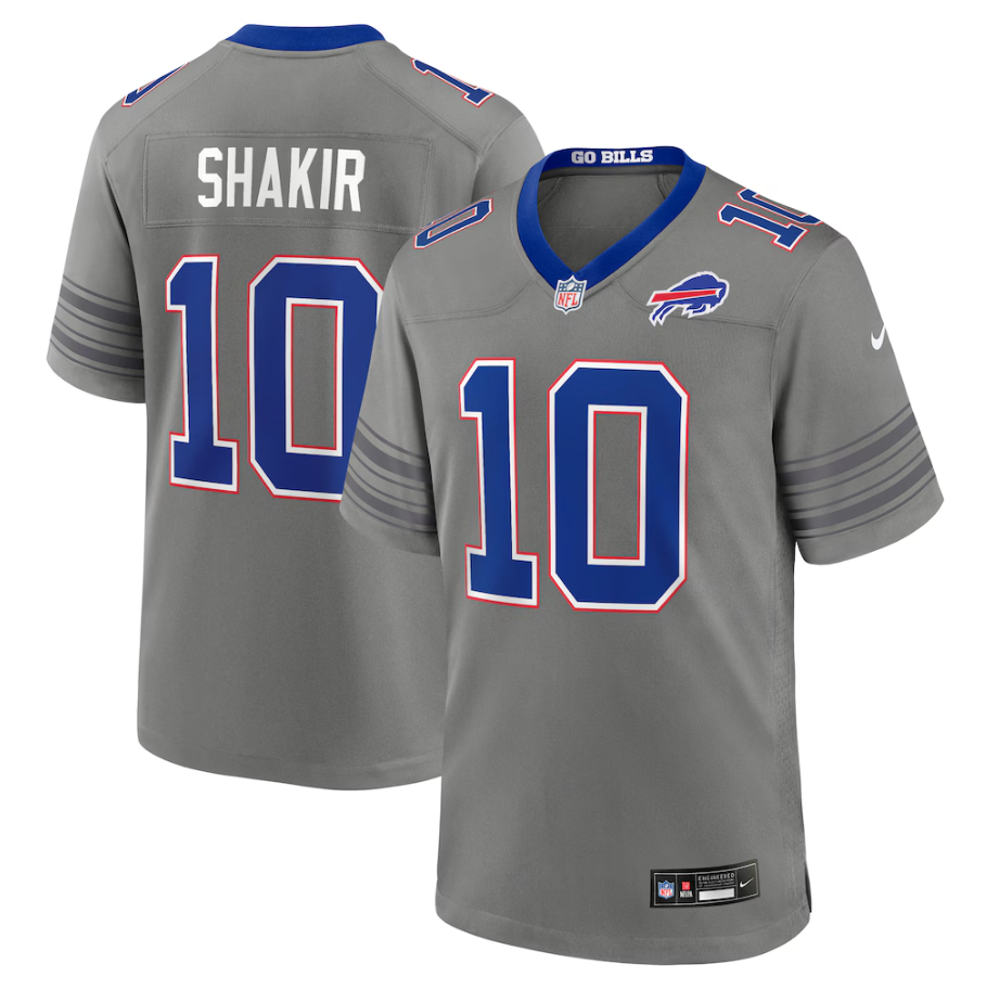 Men's Buffalo Bills Khalil Shakir #10 Gray Nickel City Game Jersey