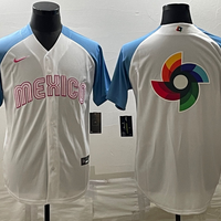 Men's 2023 World Baseball Classic Mexico White/Blue Jersey1