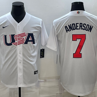 Men's 2023 World Baseball Classic #7 Tim Anderson USA White Jersey1