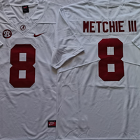 Men's Alabama Crimson Tide John Metchie III #8 White Player Game Jersey