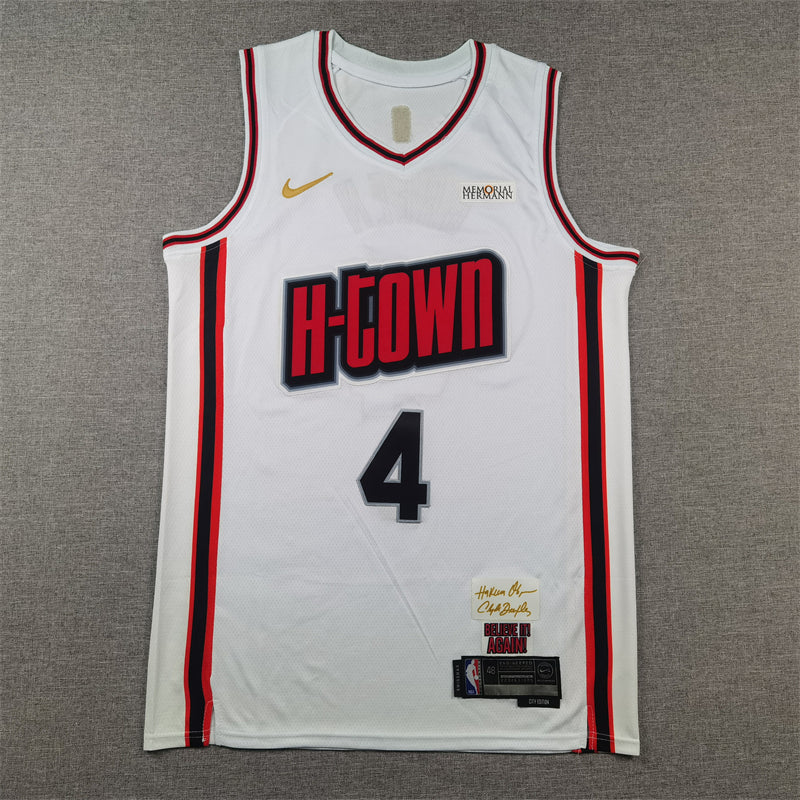 Men's Houston Rockets Jalen Green #4 White 2024/25 Swingman Player Jersey1 - City Edition
