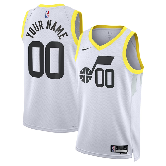 Men's Utah Jazz White Swingman Custom Jersey1